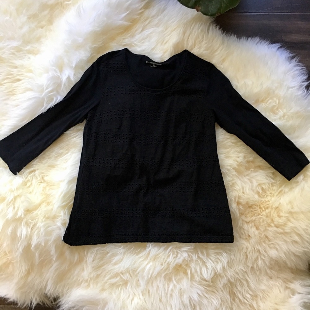 3/4 Length Sleeve Lace Front Blouse